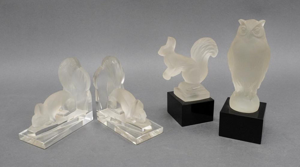 Four Frosted Glass Figures of Animals, Height of Tallest: 9 in. (22.9 cm.)