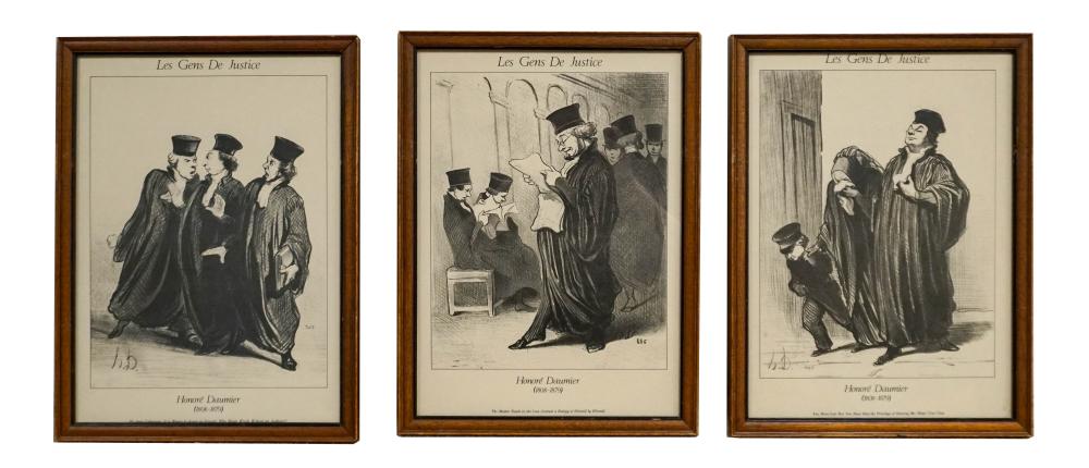 After Honore Daumier (French 1808-1879), 'Les Gens de Justice', 'The Master reads in the Law Journal', and 'You have had the privilege of hearing me, It is Wrong to argue in Private', Three Reproduction Prints, Each Fram