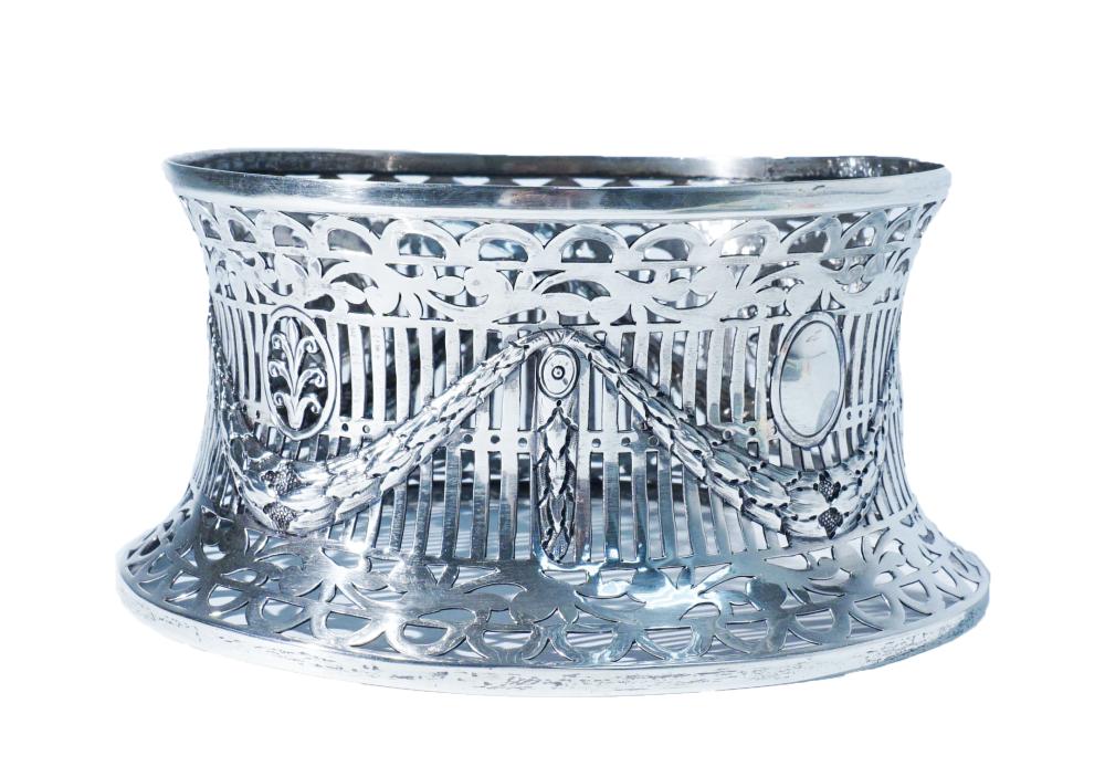George III Irish Style Tested Silver Festooned Dish or Potato Ring, Victorian Period (1837-1901)