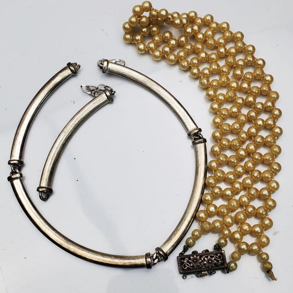 Lot of 2 Sterling Silver Mounted Necklaces