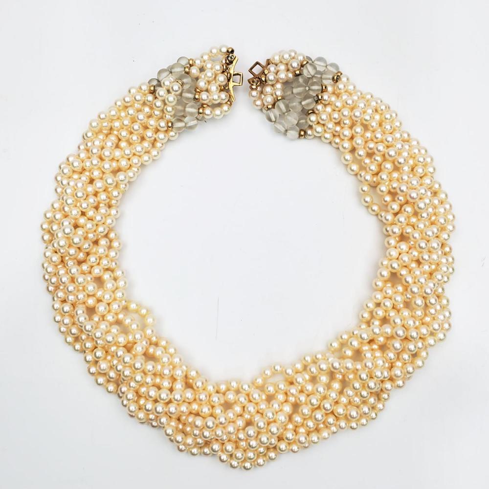 14K Gold, Pearl & Glass Necklace
