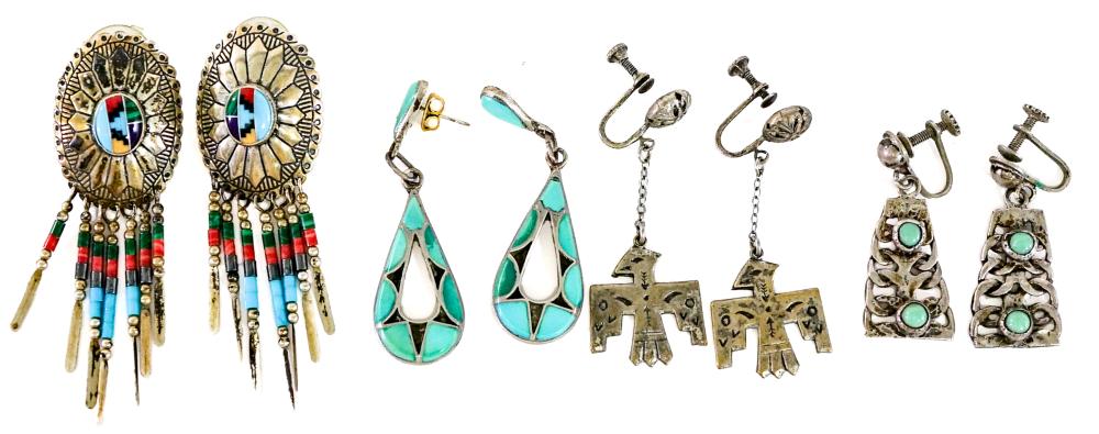 Southwest-Style (4PR) Earrings [Turquoise] 32g